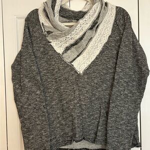 For Cynthia Gray and Cream Women's Cowl Neck Sweater